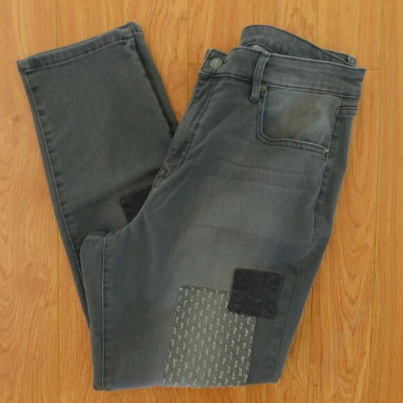 Martha Stewart Jeans Womens 16 Gray Patchwork 5 Pocket Ankle Jeans A301087 EUC - Picture 2 of 13